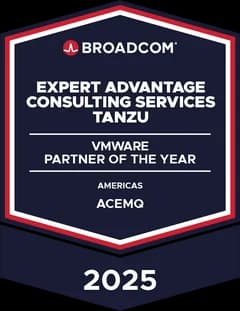 Broadcom badge: VMware Expert Advantage Partner of the Year, 2025, AceMQ